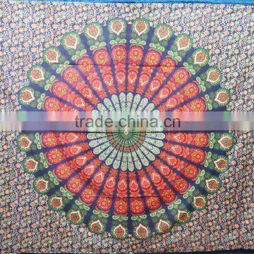 Traditional Bohemian Hippie Cotton Bedsheet Ethnic Beach Throw Custom Printed Mandala Tapestry