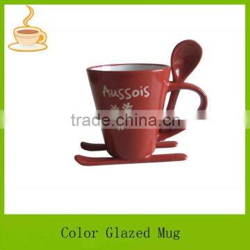 Ceramic Travel Mug, Travel Coffee Mug With Spoon LJ-4187 photo-3