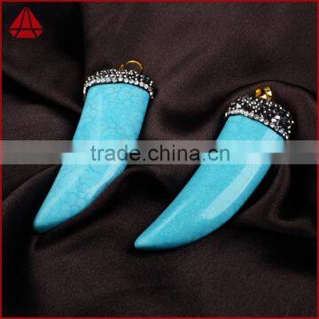 Wholesale turquoise stone horn pendant,ox horn pendant wholesale tusk charm pendant                        
                                                Quality Choice
