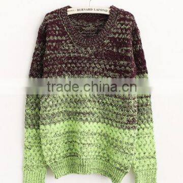 Gradual Blending Loose Round Neck Sweater Hedging Women Pullover photo-4