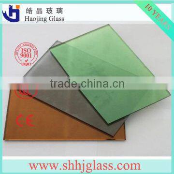 shahe tinted blue clear sun reflective glass factory price