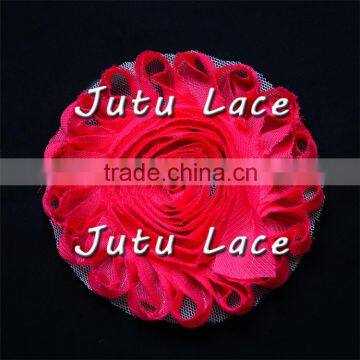 4' Sabby Rose Trim Flower, Chiffon Rose Fabric Flowers, Shabby Flower photo-6