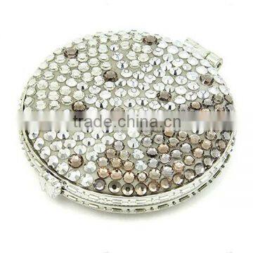 Clear rhinestone round pocket mirror cosmetic mirror compact mirror