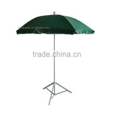 solid dark green color retractable beach umbrella parasol with steel tilt