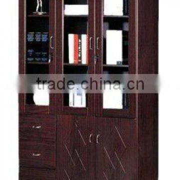 hot sale good quality modern 3 glass door MDF with PVC finish wooden office file cabinet storage cabinet bookcase foshan shunde