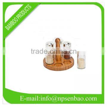 bamboo round spice rack with 6 places