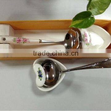 romantic love style ceramic handle Soup Ladle set