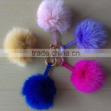 Stylish and Colorful 100% Real Fox Fur Pompon keychain