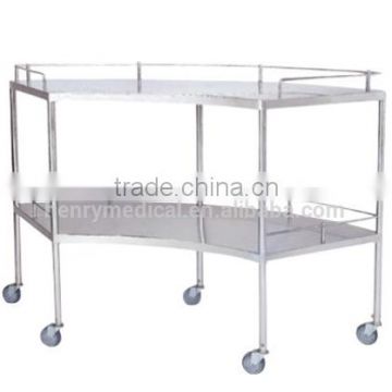 China Manufacturer sale stainless steel emergency medical trolley/hospital instrument trolley with guard rails