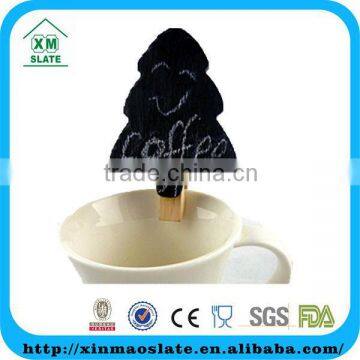 Tree Shape Dark Black Slate Tag Clip