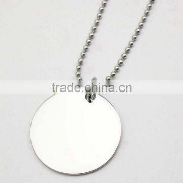 Blank Round Disk Pendant Fashion Ball Chain Necklace