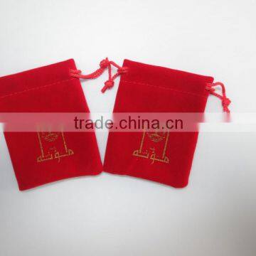 Feb. New Promotional Red Customized Suede Ring Pouch/bag With Logo Printed photo-2