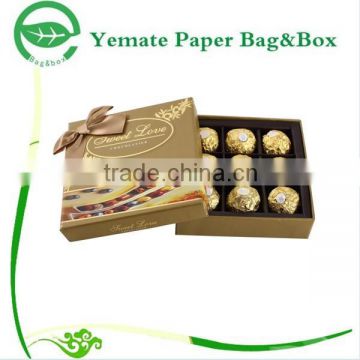 golden color printed chocolate packaging paper box with lid