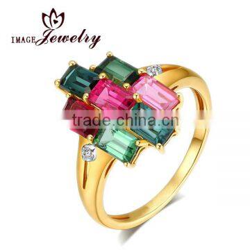 Latest Design Gold Plated Prong setting CZ Diamond Fashion Brass Wedding Ring