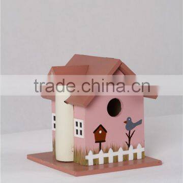 Eco-friendly Cute pink decorative plywood birdhouse pine wood birdcages