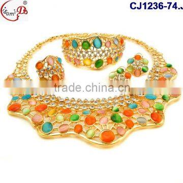 CJ1236 2016 Fashion Jewelry and Accessories,colorful beans ,nice dubai gold Jewelry set with Necklace and Earing with Bracelet