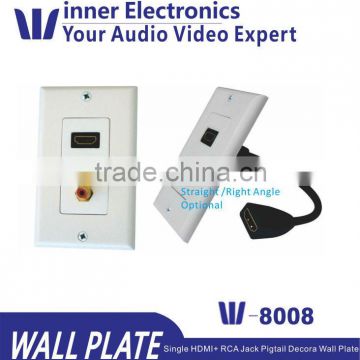 HDMI 1-Port Wall Plate(Pigtail Extension Coupler Cable) and Banana Binding Post Decora Style Wall Plate