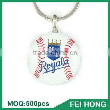 China Supplier metal souvenir baseball sports printed two sided keychain