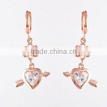 Heart Arrow Dangle Clip Earring Rose Gold Anodized Titanium Earrings Fashion Jewelry