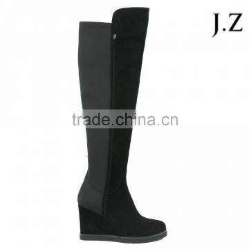 OB51 Knee boots Black Suede Wedge Heel Women Winter Boots