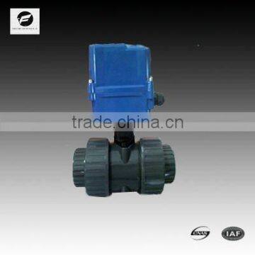 2 Way PVC 2 Inches Double Union Motorized Ball Valve AC24V 220V 100N.m With Manual Override Socket Ends