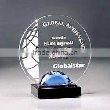 Round crystal awards plaques with black base for yuor logo