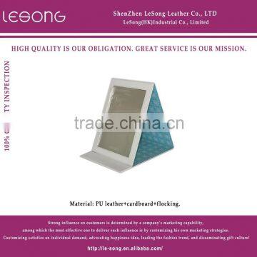 Beauty Gifts Small Square Blue Leather Foldable Makeup Mirror