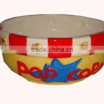 Handpainted Ceramic Popcorn Bowl