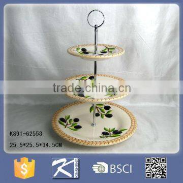 Kinsheng New Product Olive-shaped Cake Holder Ceramic Plates