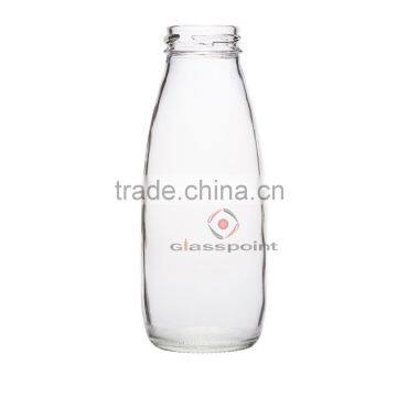 Empty beverage bottle, transparent juice glass bottle for water