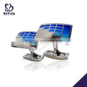 blue color unique 316l stainless steel jewellery custom enamel cufflinks