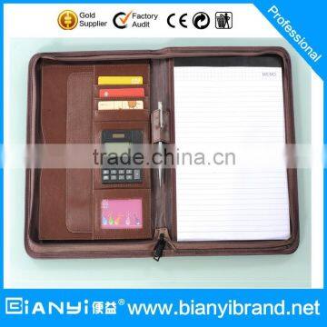 Leather Specialty file folder or presentation folder with pad and calculator and card holder in A4 size                        
                                                Quality Choice