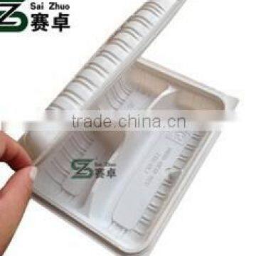 1000ml white 3 compartment folding disposable plastic bento box