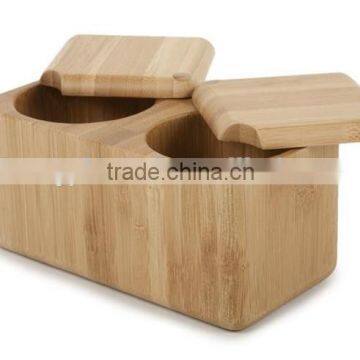 2016 FSC High Quality Factory Price Fashionable Round wooden spice box Wholesale Unique Kitchen Storage Box Bamboo Salt Box