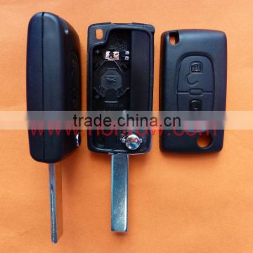 Flip Folding Remote Key for Peugeot 407/Hu83 blade With battery place 2 button car key blank shell fob