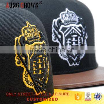 Wholesale Leather Brim Custom Flat Bill Hats Caps photo-4