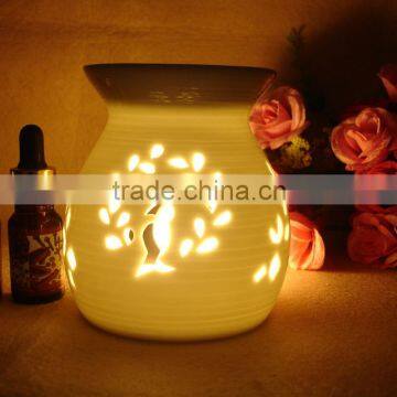 2015 Ceramic Material White Color Flower Hole Unglazed Ceramic Oil Burner photo-6