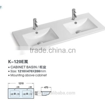 FOSHAN LELIN 2pcs bowl ceramic cabinet basin big size vanities top bathroom basin of LT-007