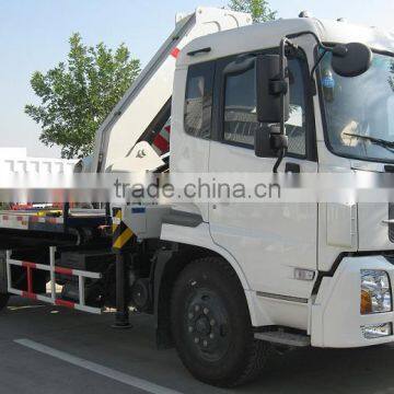 DFAC 5 ton flatbed road wrecker,platform tow truck with crane for sale