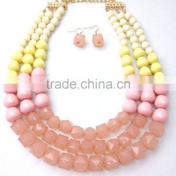 2015 New Fashion Round Square Combination Beads Necklace Women Jewelry Wholesale photo-5