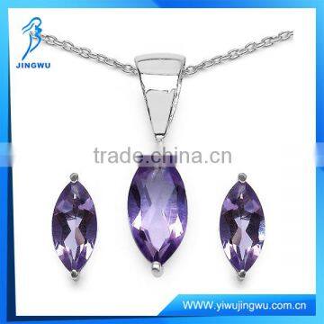 Fashion Jewelry Amethyst Shape 925 Sterling Silver Pendant Set