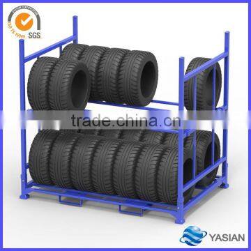 Warehouse storage stacking folding metal commercial tire rack