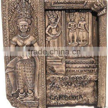 3D souvenir fridge magnet Angkor Wat Apsaras Cambodia, Khmer Asia