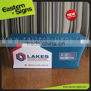 Trade Show Advertising Transfer Printing Polyester Wrinkle And Stain Resistant Table Cloth