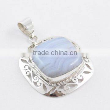 Blue Lace Agate pendant 925 sterling silver jewellery wholesale fashion pendant Indian jewelry