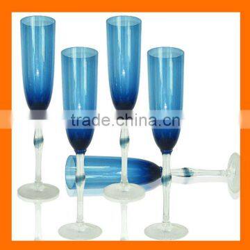 Hand made blue colored champagne flutes,champagne glass