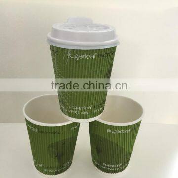Solid Color Disposable 8oz 12oz 16oz Food Grade Corrugated Coffee Paper Cup photo-6