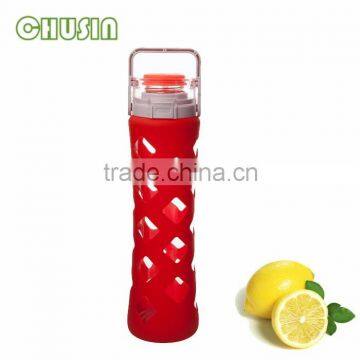 promotional glass water bottle with handle and straw and customizable logo wholesale