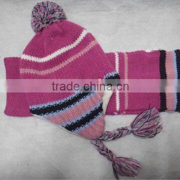 custom adult knitted earflap hat and scarf