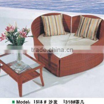 2015 factory wholesale love heart shape romantic rattan sofa